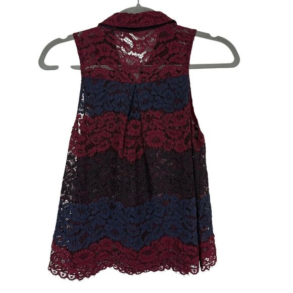 Anthropologie Moon River Top Womens Small Red Blue Black Lace Whimsigoth Y2K - Picture 8 of 10